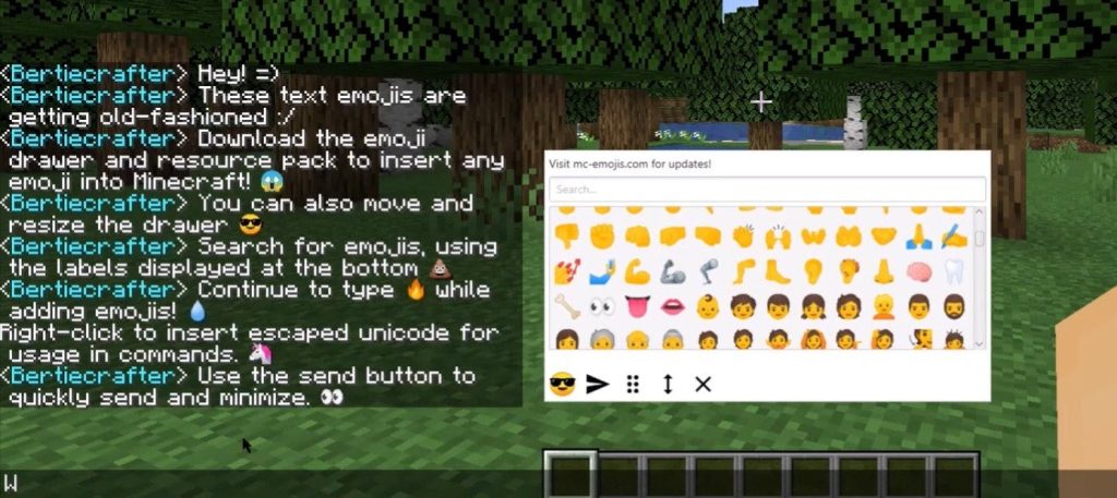 Emojis in the game Minecraft