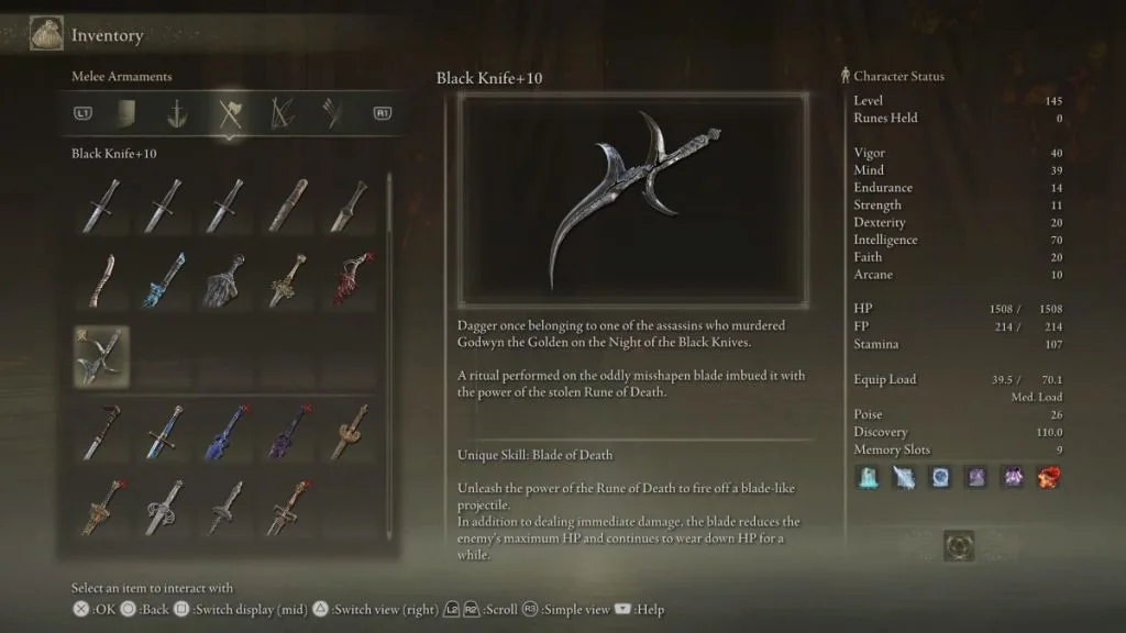 Black Knife Dagger In Elden Ring