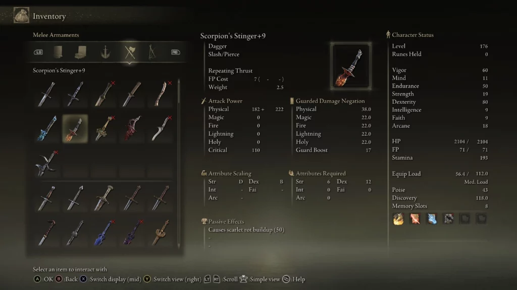 Scorpion's Stinger Dagger in Elden Ring