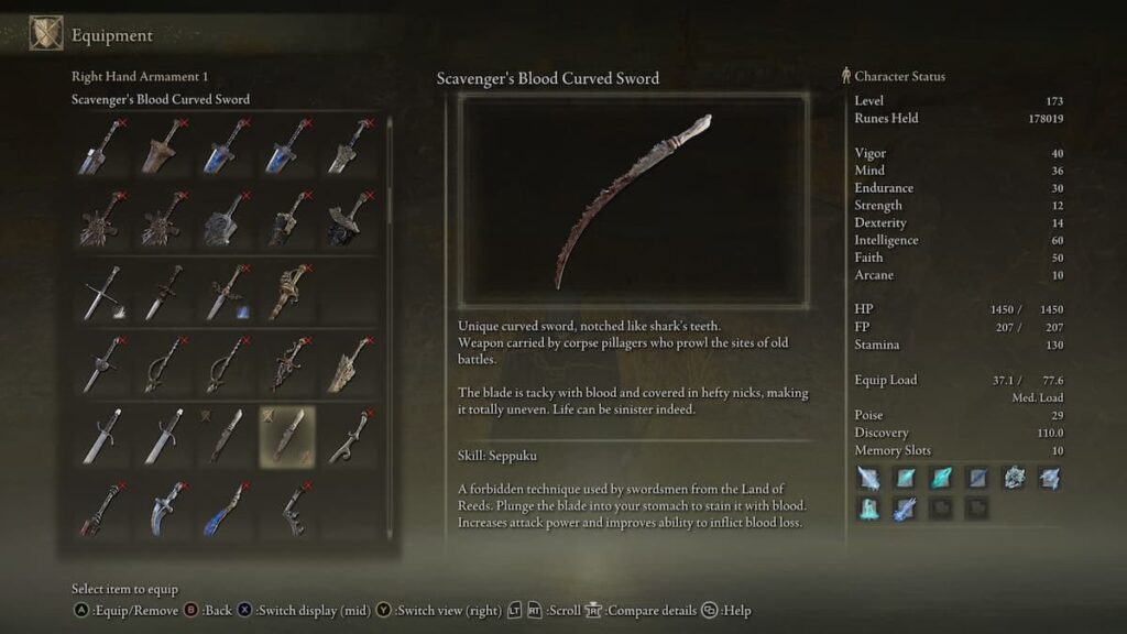 Scavenger's Curved Sword in Elden Ring