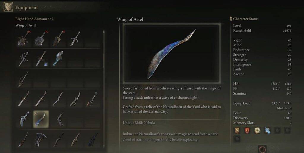 Wing of Astel Curved Sword